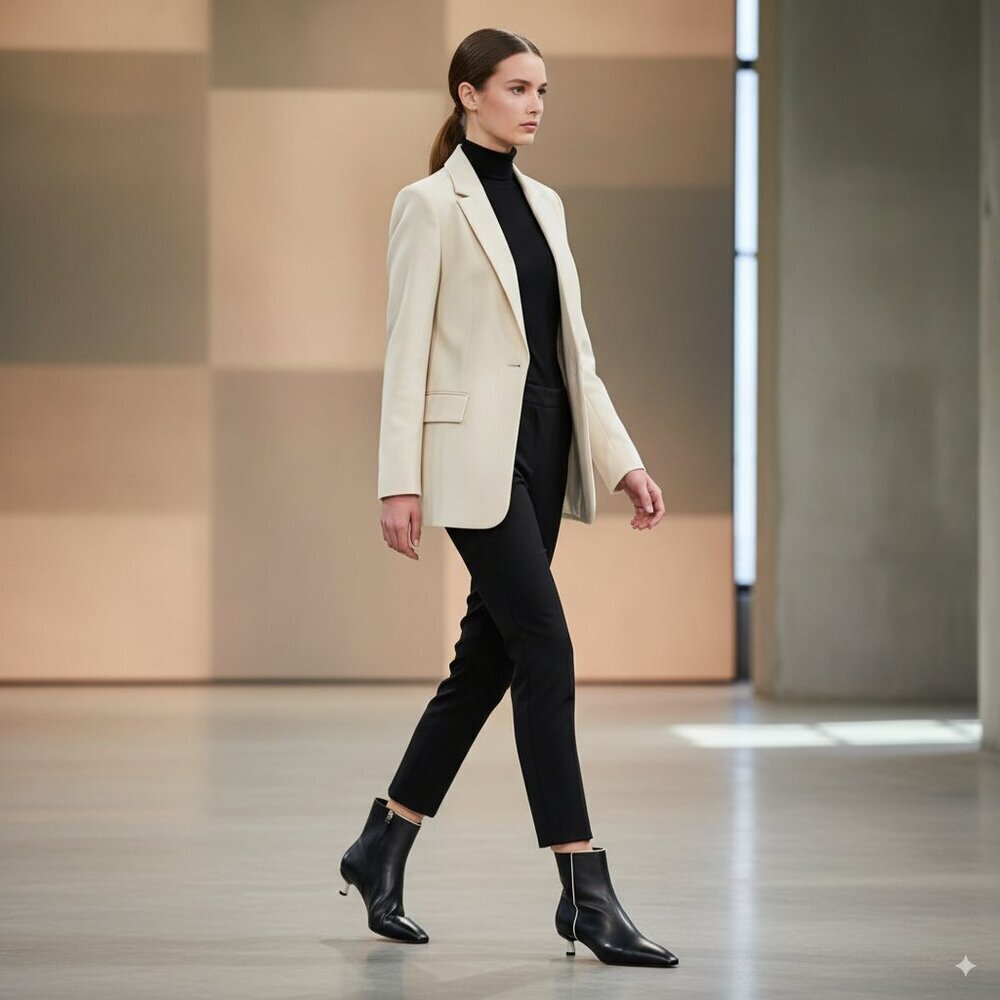 Bally Black Calf with White Heel Bootie